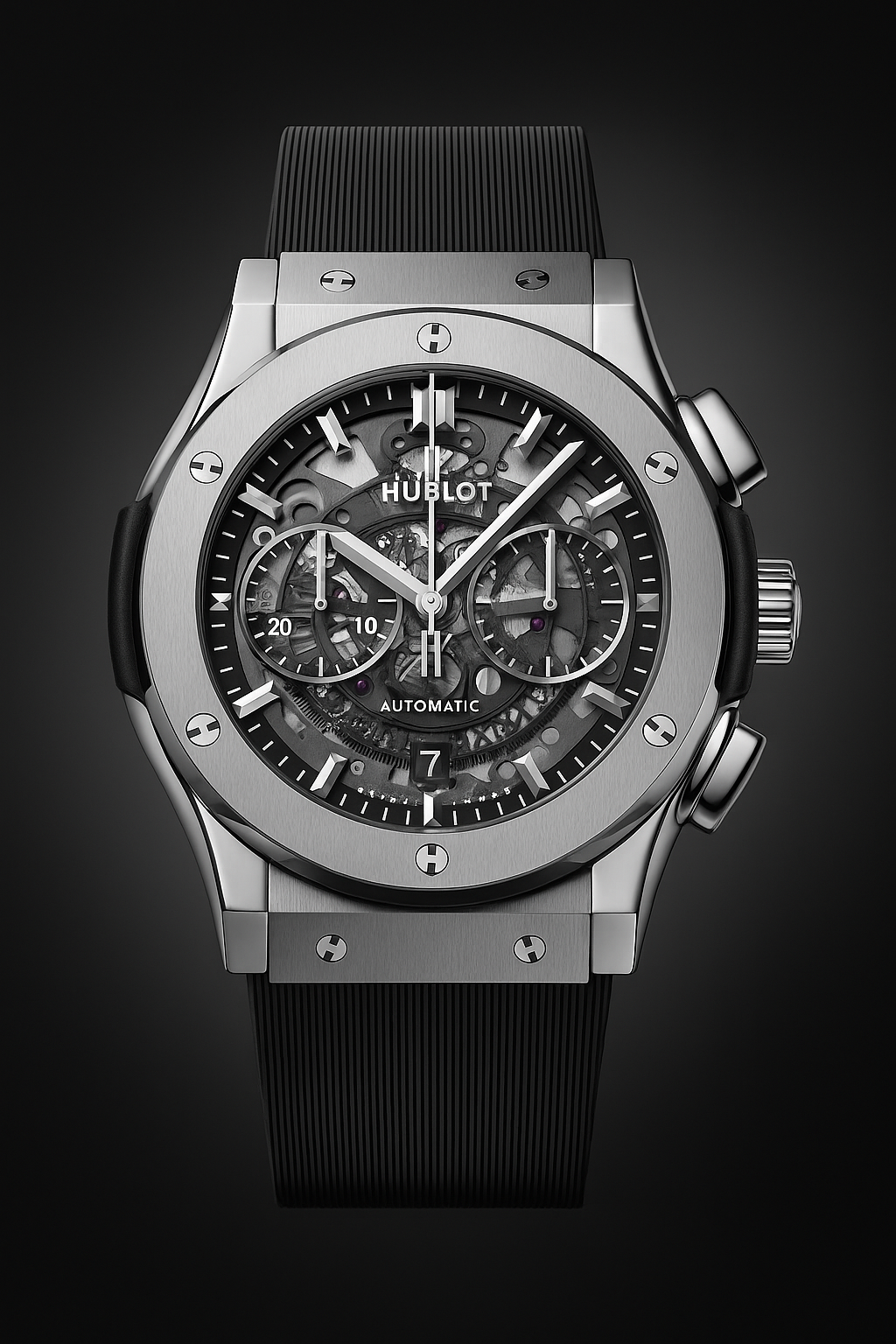 ⌚ hublot aerofusion inspired watch – titanium style case | black rubber strap ⌚ hublot aerofusion inspired watch – titanium style case | black rubber strap