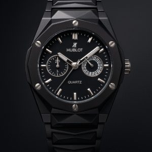 🖤 Black Prism Chain-Strapped Hologram Dial Hublot-Inspired Watch